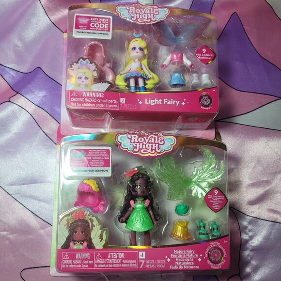 Royale High Doll Lot Light Nature Fairy Roblox Game Code Gift Toy Dolls Set Of 2 - Picture 1 of 7